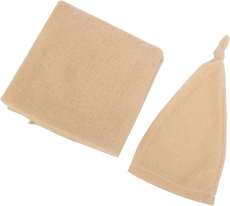 Newborn Photo Prop Set Knit Mohair Hat And Wrap 40x160cm 0 1 Month - Image 2